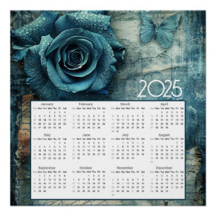 Poster "Calendrier Rose bleu 2025