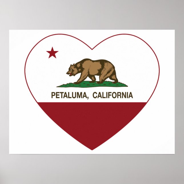 Poster california flag petaluma heart (Devant)