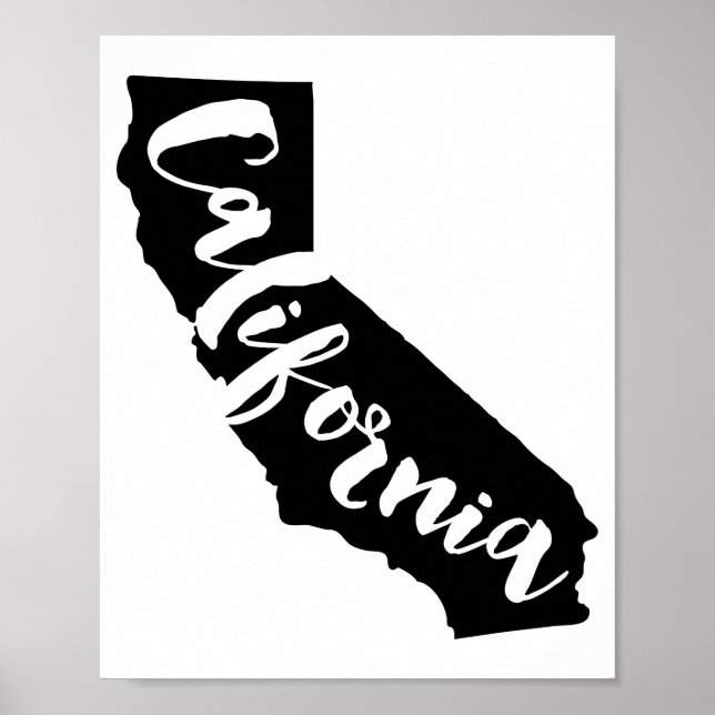 Poster California State Art Imprimer avec police de brace (Devant)