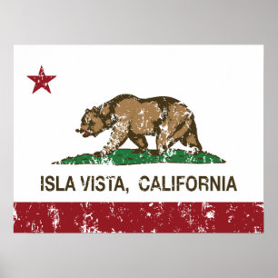 Poster California State Flag Isla Vista