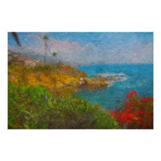 Poster Californie Côte Abstraite peinture paysage