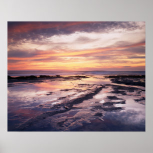 Poster Californie, San Diego, Falaises de coucher de sole
