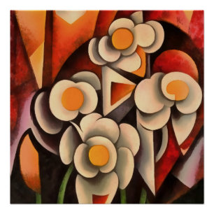 Poster Calla Lilies Art Géométrique Abstrait Dans Les Ton