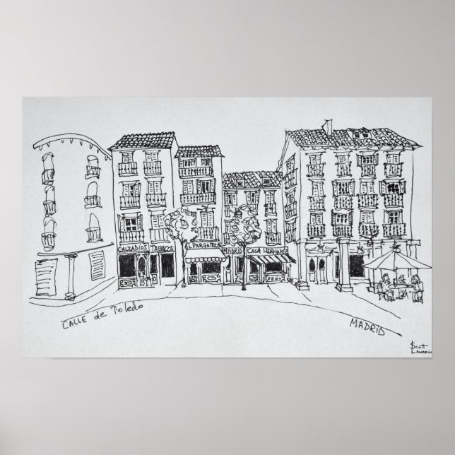 Poster Calle de Toledo, rue commerçante, Madrid, Espagne (Devant)