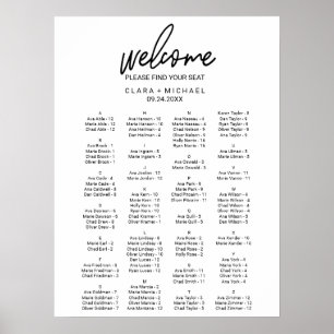 Poster Calligraphie Whimsical Diagramme de siège alphabét