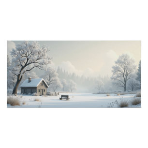 Poster Calme de cottage d'hiver – Village enneigé paisibl