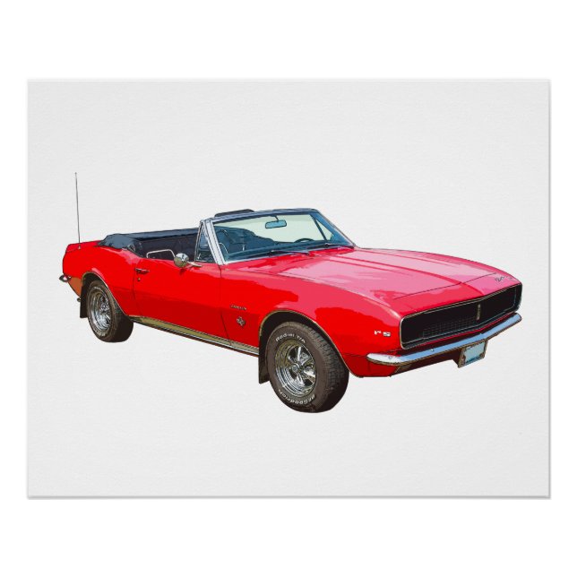 Poster Camaro convertible rouge 1967 (Devant)