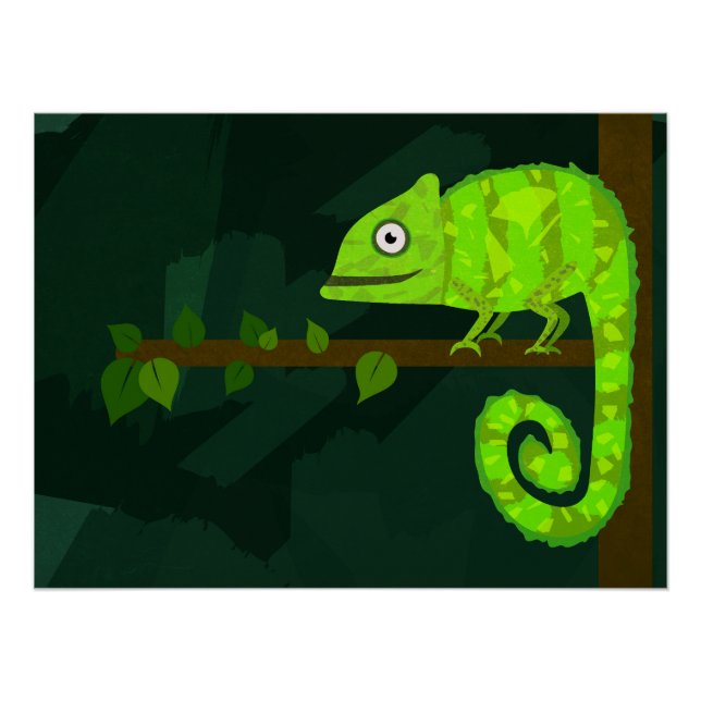 Poster Caméléon mignon vert (Devant)