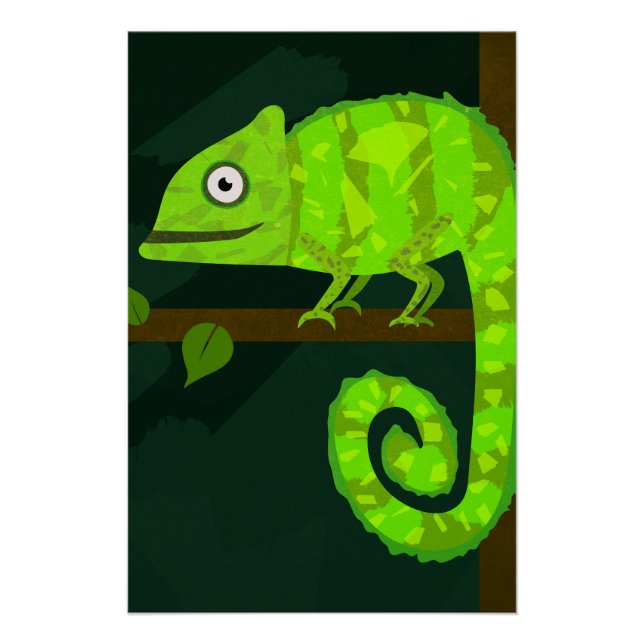 Poster Caméléon vert mignon (Devant)