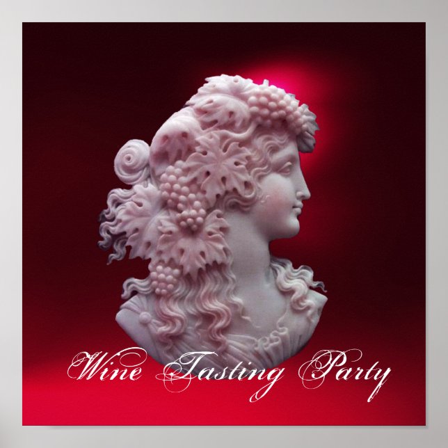 POSTER CAMEO ANTIQUE, DAME AVEC RAISINS ET VIGNES (Devant)