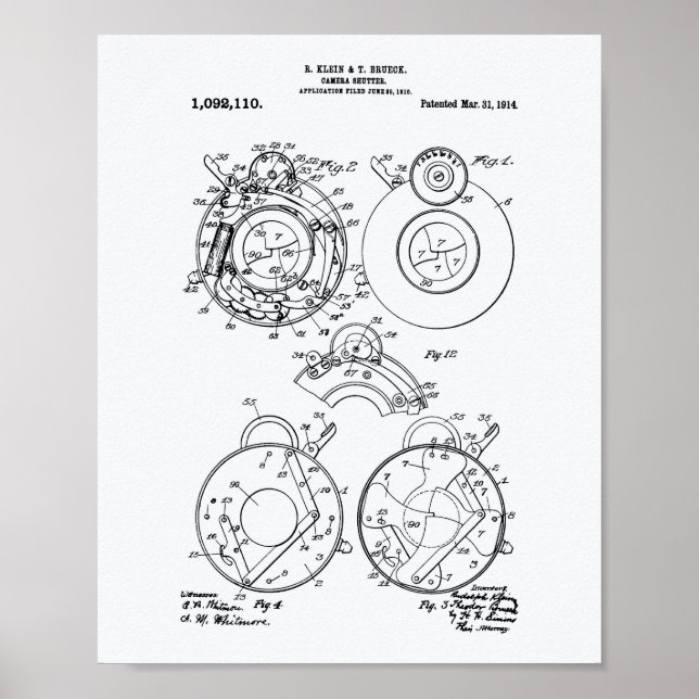 Poster Camera Shutter 1914 Patent Art Livre blanc (Devant)