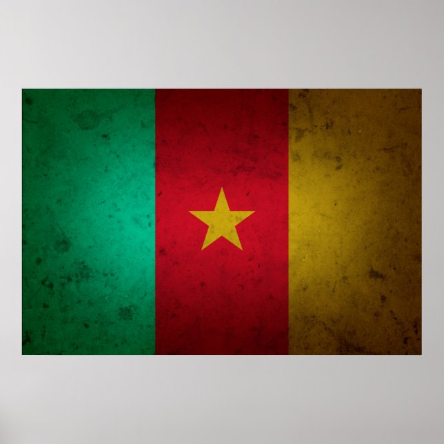 Poster Cameroon Grunge Flag Cameroonian Texture (Devant)