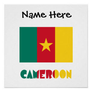 Poster Cameroun - Personnalisation noire du drapeau camer