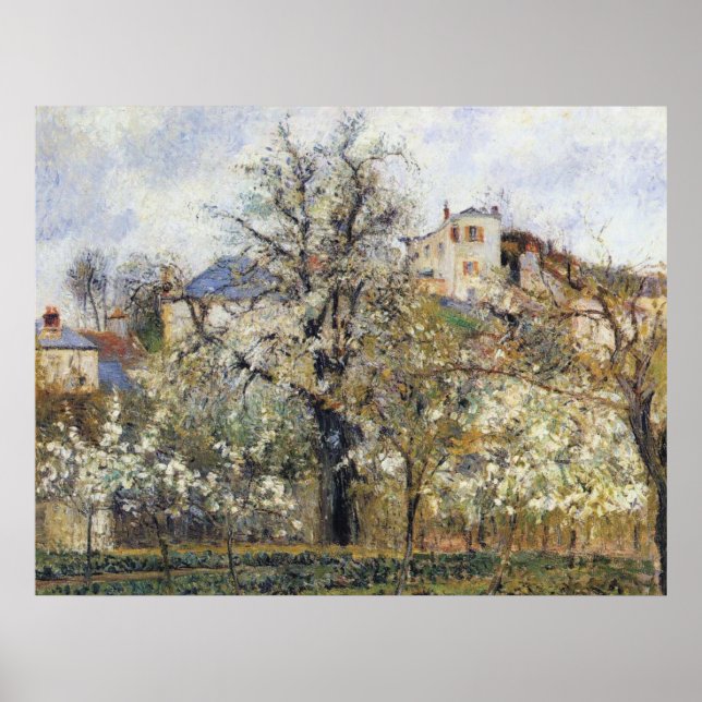 Poster Camille Pissarro - Orchard w/ Flowering Trees 1877 (Devant)