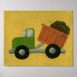 Poster Camion à benne de chantier pour la nurserie