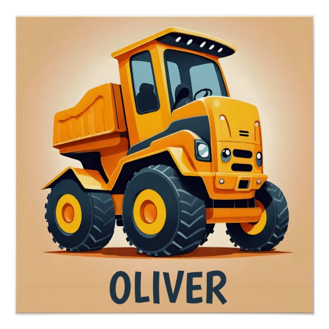 Poster Camion de construction moderne mignon personnalisé (Devant)