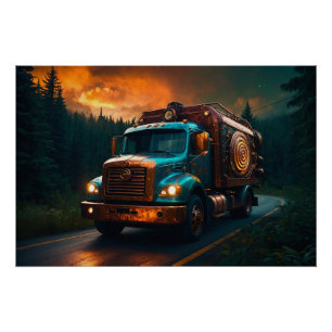 Poster Camion-feu Steampunk