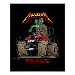 Poster Camion monstre de dessin animé