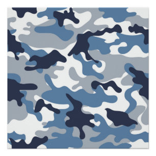 Poster Camouflage de bleu et de blanc
