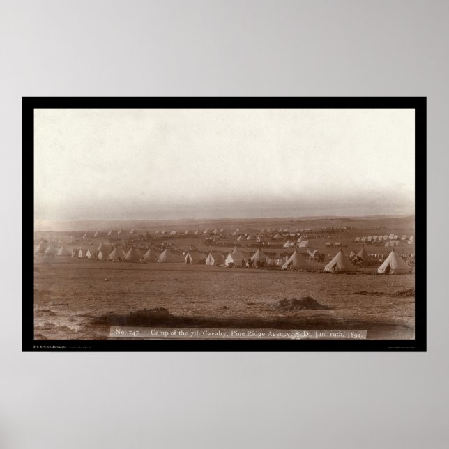 Poster Camp de la 7e cavalerie à Pine Ridge SD 1891 (Devant)