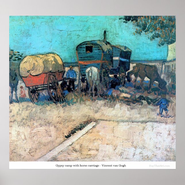 Poster Camp tzigane avec calèche - Vincent van Gogh (Devant)