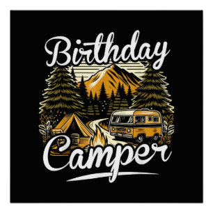 Poster Camping de campeur d'anniversaire