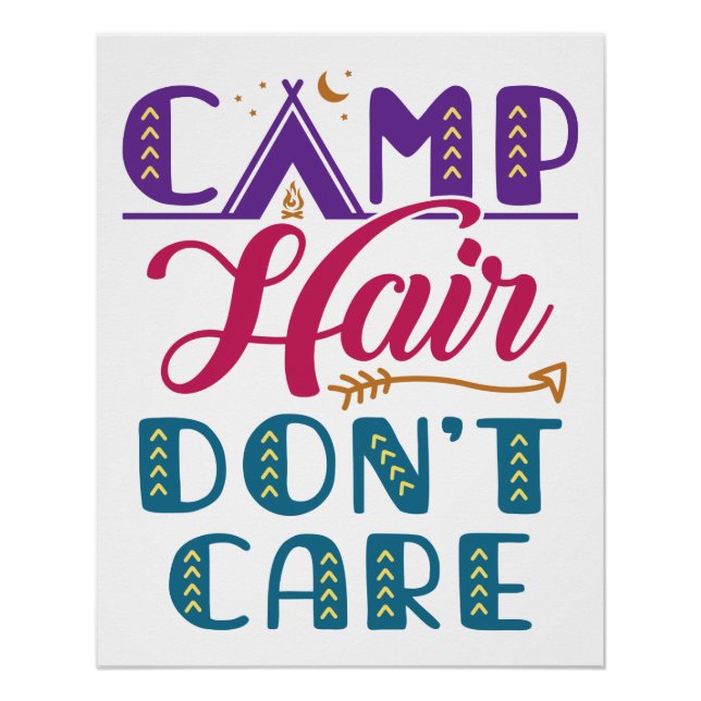 Poster Camping Hair Don't care Camper Camping Glamper (Devant)