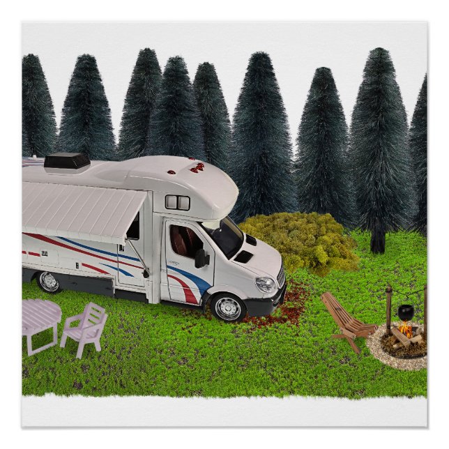 Poster Camping RV dans le Camping Forêt (Devant)