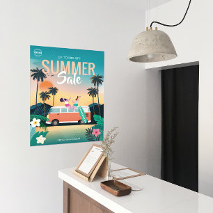 Poster Camping tropical Vente d'été Annonces d'affaires