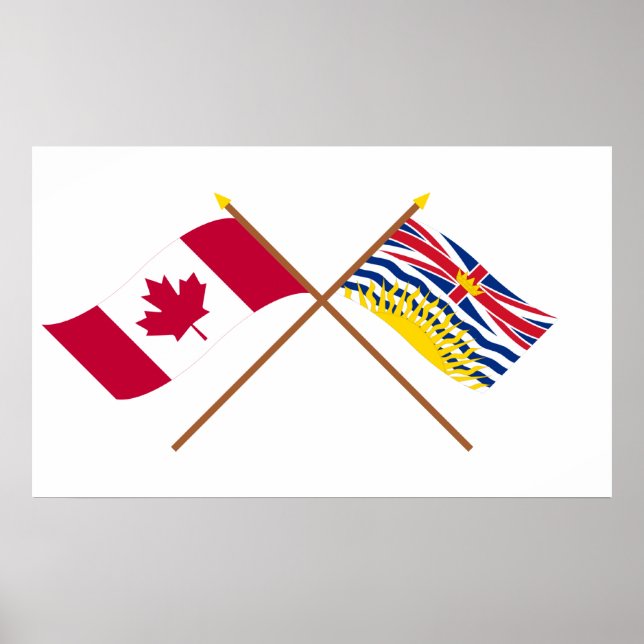 Poster Canada and British Columbia Crossed Flags (Devant)