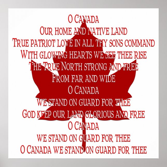 Poster Canada Anthem Souvenir Imprimer (Devant)