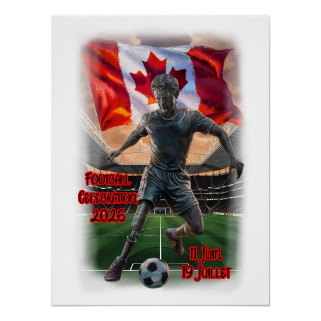 Poster Canadian Statue Celebrates Football on a (Devant)