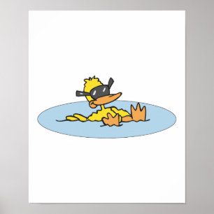 Poster canard nageant avec lunettes de soleil