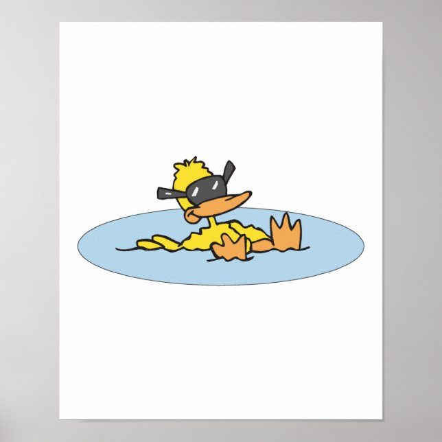 Poster canard nageant avec lunettes de soleil (Devant)