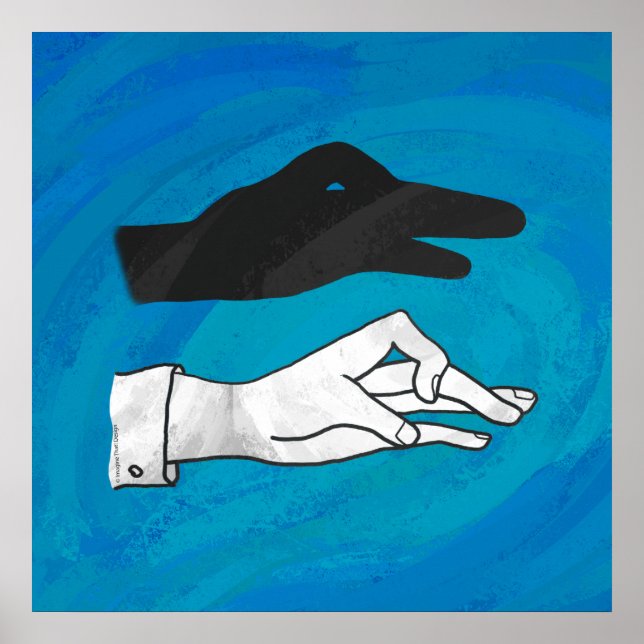 Poster Canard noir sur bleu (Devant)