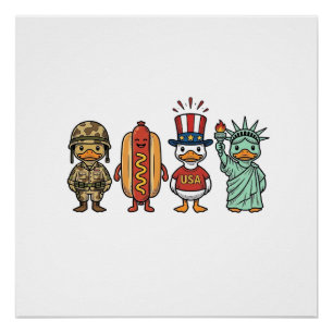 Poster Canard patriotique et chemise vectorielle vintage