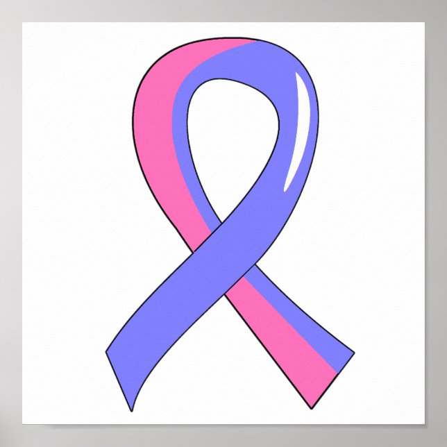 Poster Cancer du sein masculin Ruban bleu rose 3 (Devant)