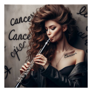 Poster Cancer Zodiac Musicien Clarinet