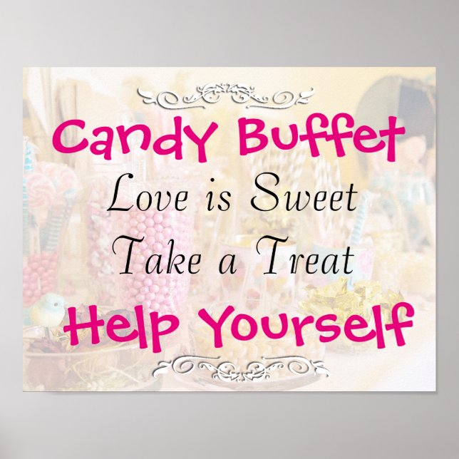 Poster Candy Buffet Mariage ou panneau Baby shower (Devant)