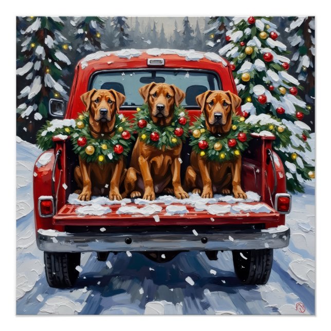 Poster Cane Corso camion rouge de Noël (Devant)