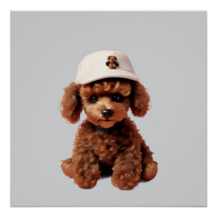 Poster Caniche Tasse avec Chapeau