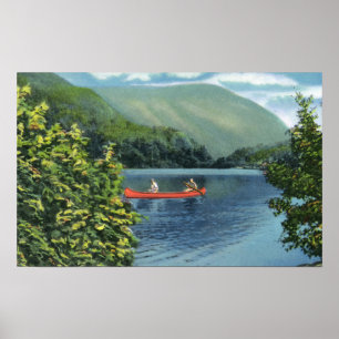 Poster Canoë-kayak de couples sur un lac