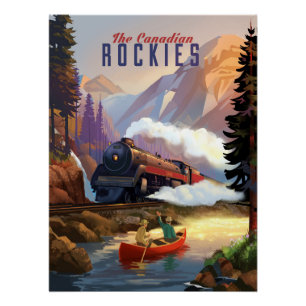 Poster Canoë sur le côté des voies ferrées.