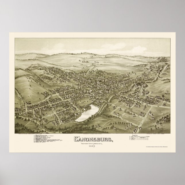 Poster Canonsburg, PA Carte panoramique - 1897 (Devant)