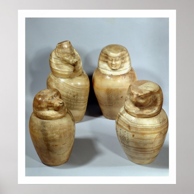 Poster Canopic jars of Hor-ir-aa, corde (alabaster) (Devant)