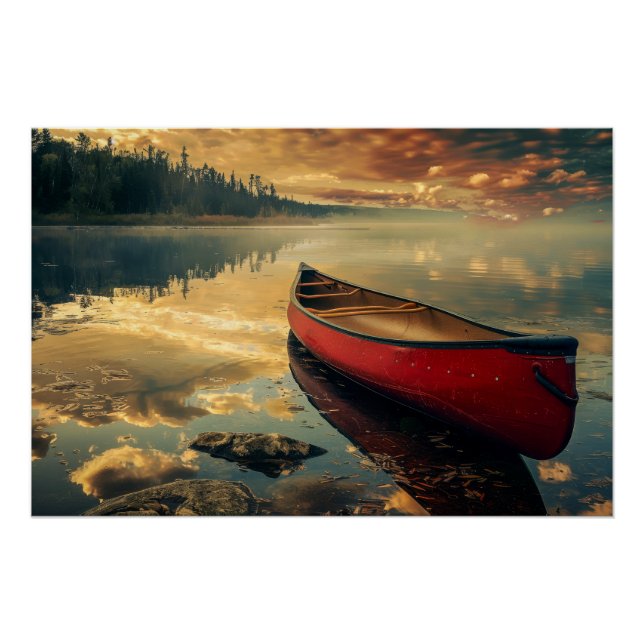 Poster Canot dans une rivière (Devant)