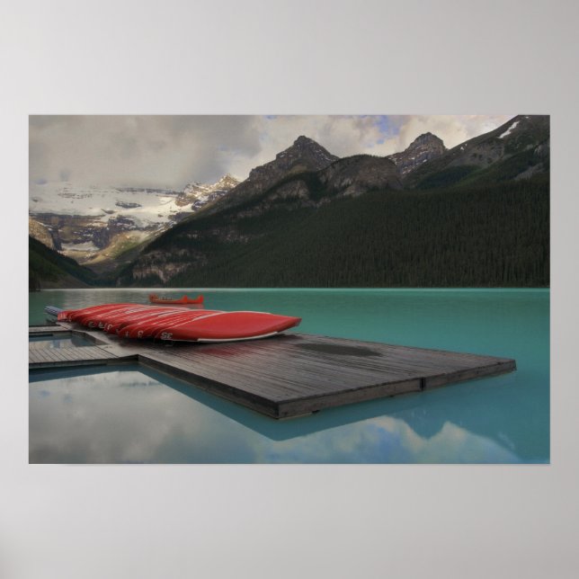 Poster Canots rouges à Lake Louise (Devant)