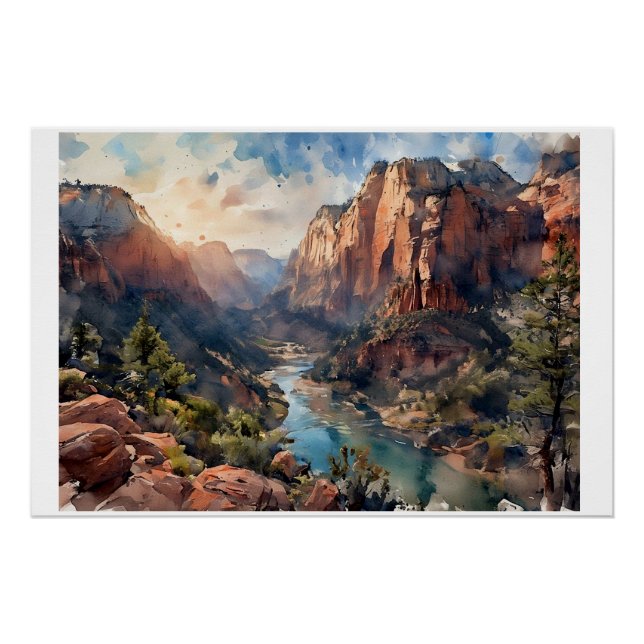 Poster Canyon de Zion au lever du soleil,  (Devant)