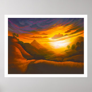 Poster Canyon Poly Couché de soleil sur le pic Hollister