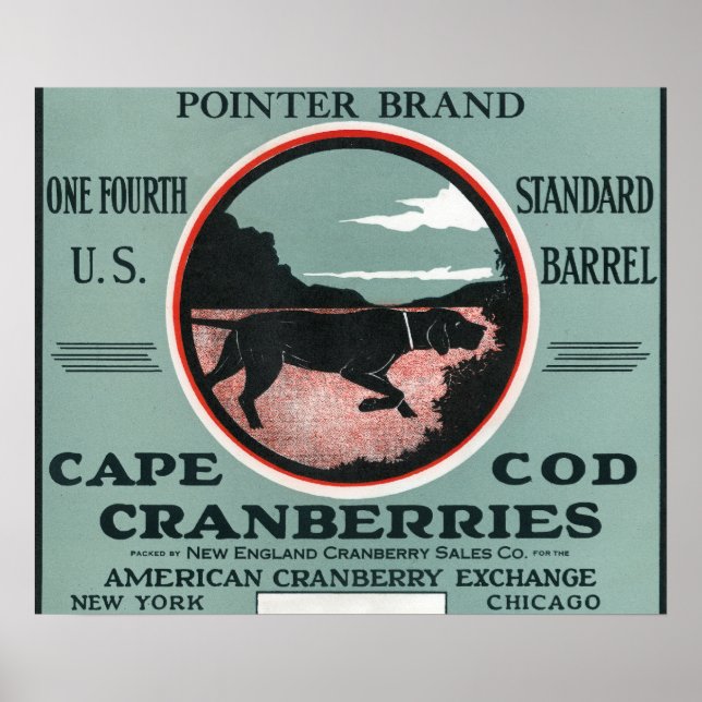 Poster Cape Cod Pointer Marque Cranberry Étiquette (Devant)